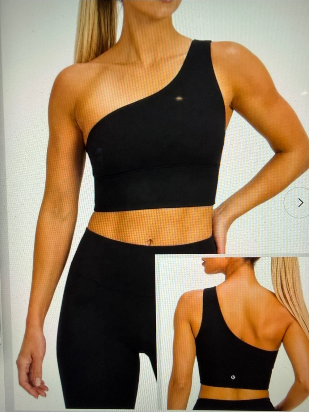 Lululemon Large One-Shoulder Black Sports Bra